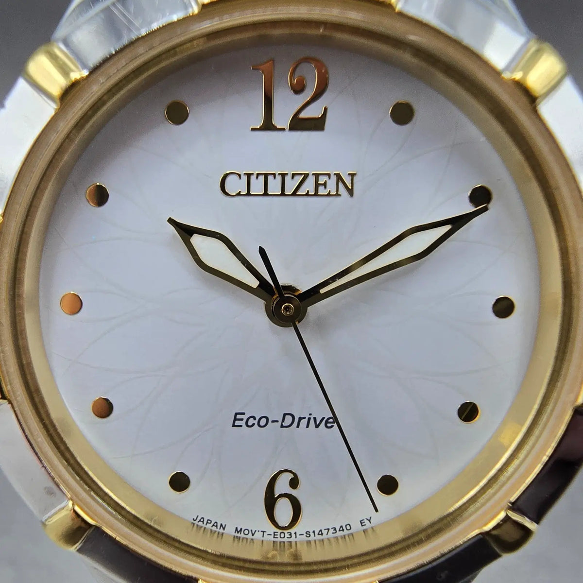 Citizen Eco-Drive Watch Women 30mm White Dial Two Tone Diamonds EM0454-52A Works1