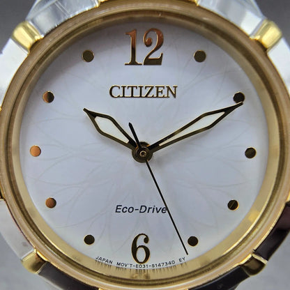 Citizen Eco-Drive Watch Women 30mm White Dial Two Tone Diamonds EM0454-52A Works1