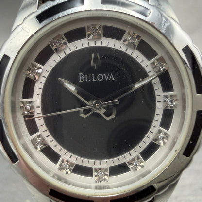 Bulova Watch Women 32mm MOP Dial Silver Tone Round Diamond 98P118 New Battery1