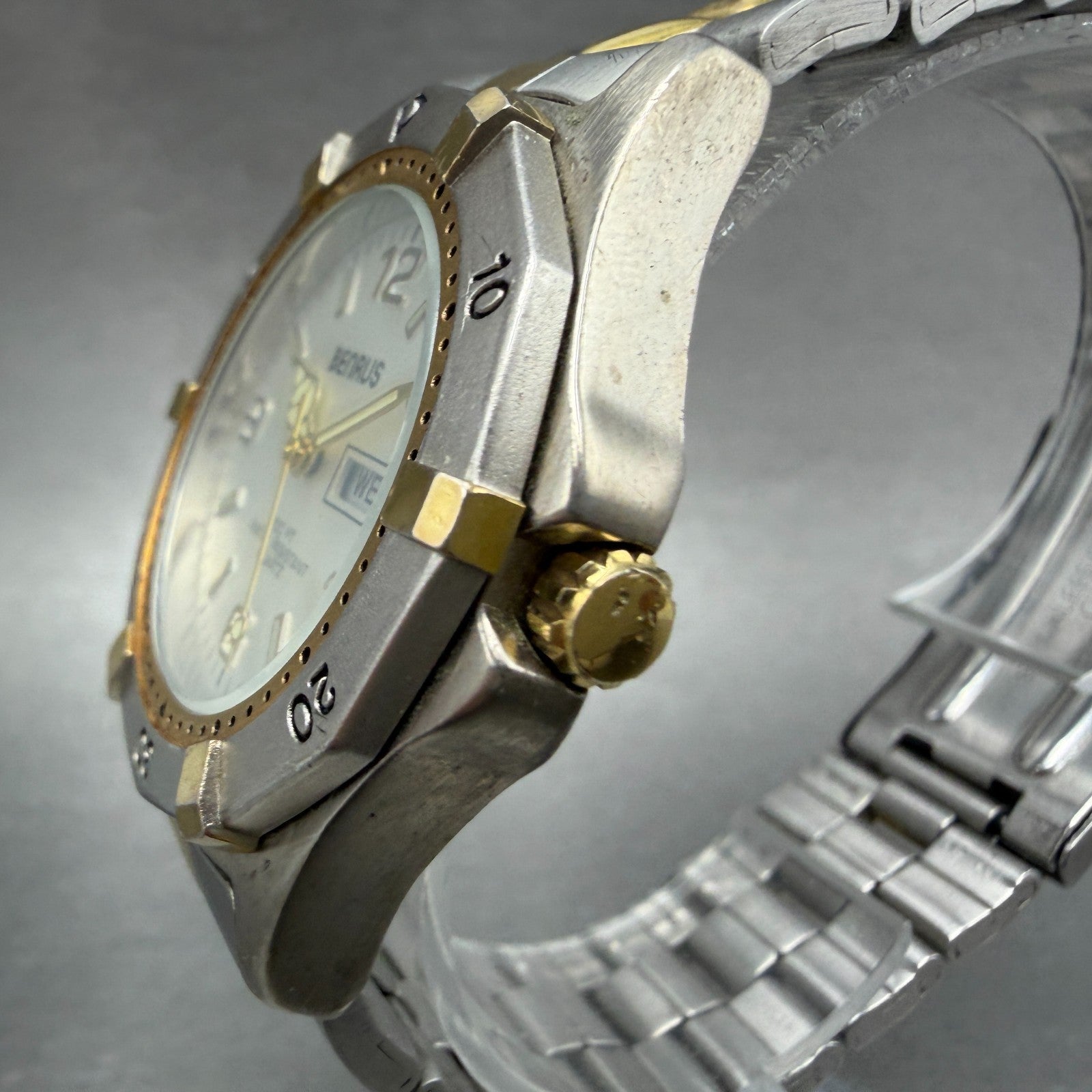 Benrus Dive Watch Men 37mm Silver Dial Two Tone Daydate Round New Battery2