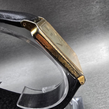 Pulsar Tank Watch Men 27mm Champagne Dial Gold Tone Rectangle V800-5080 New Batt3