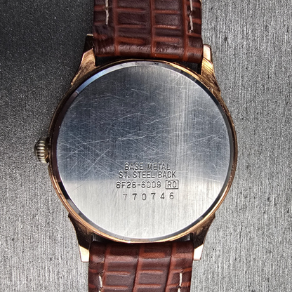 Seiko Watch Men 32mm Ivory Dial Gold Tone Daydate Round 6F26-6009 New Battery10