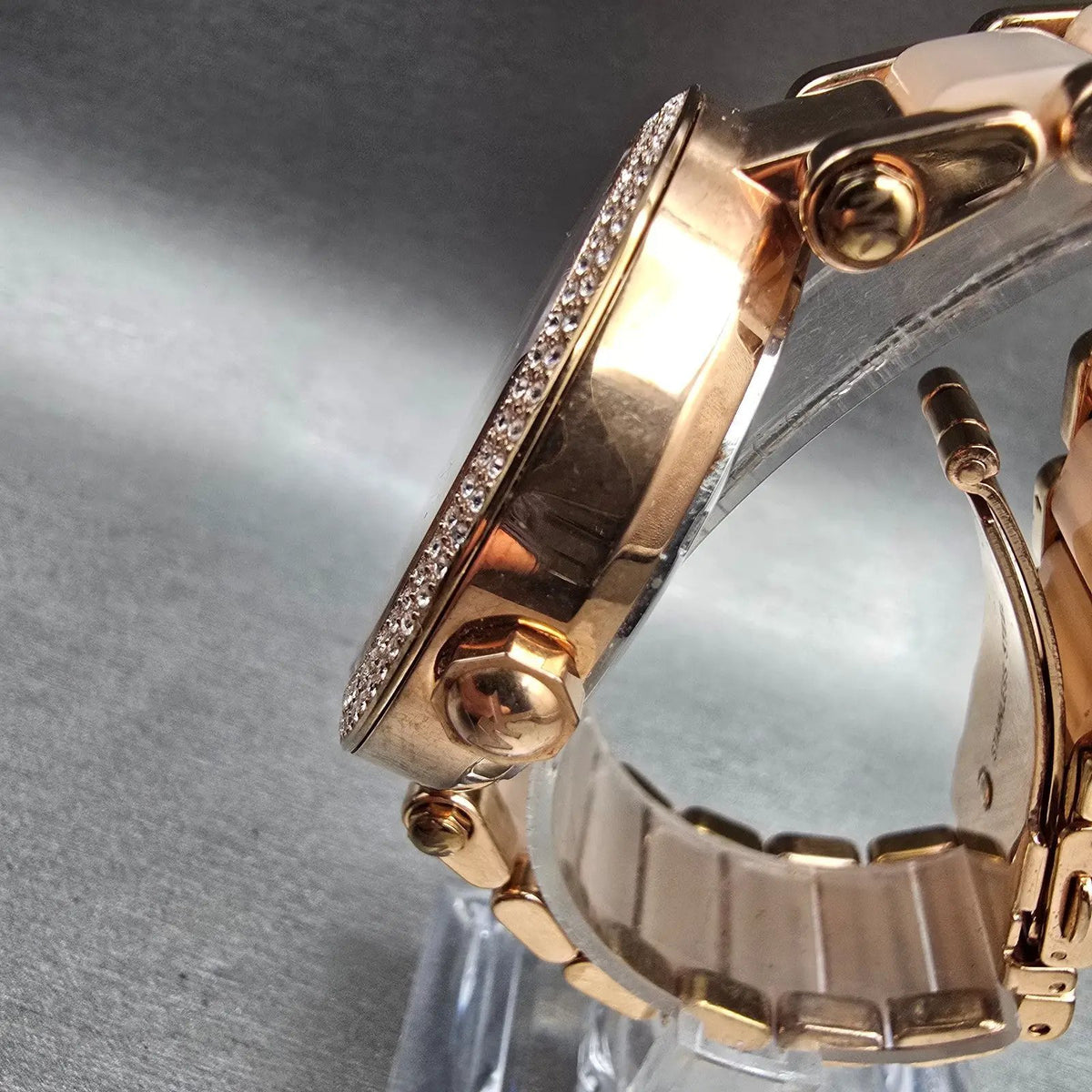 Michael Kors Parker Watch Women 39mm Rose Gold Gemmed Round MK6176 New Battery2