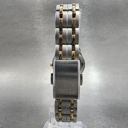 Seiko Watch Women 27mm Gray Dial Two Tone Date Round 7N82-0HF0 New Battery