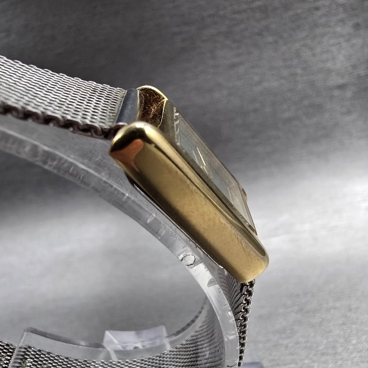 Skagen Watch Women 15mm Silver Dial Gold Tone Rectangle 136SGS New Battery BD3