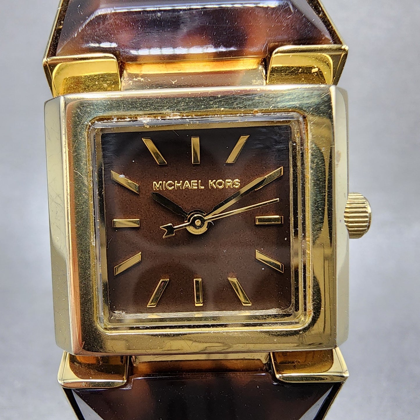 Michael kors Watch Women 25mm Brown Dial Gold Tone Rectangle MK4250 New Batt1