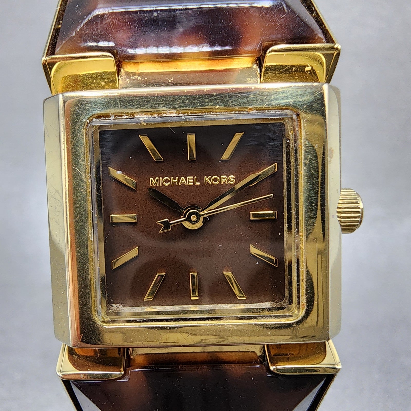 Michael kors Watch Women 25mm Brown Dial Gold Tone Rectangle MK4250 New Batt1