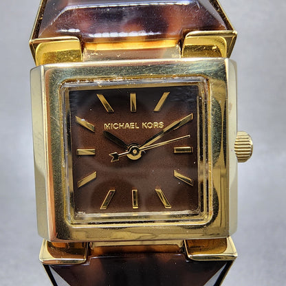 Michael kors Watch Women 25mm Brown Dial Gold Tone Rectangle MK4250 New Batt1