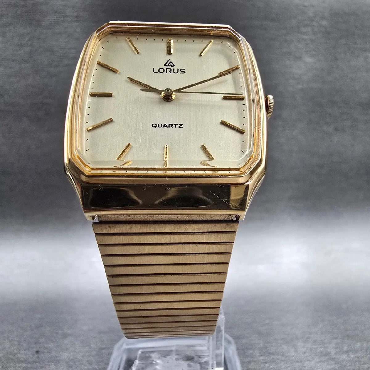Seiko Lorus Watch Men 29mm Champagne Dial Gold Tone Rectangle Y131-5030 New Batt5
