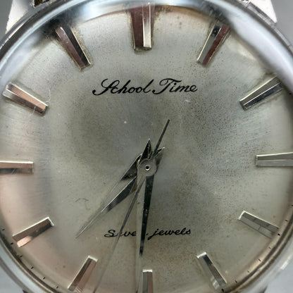 Seiko School Time Watch Men 33mm Silver Dial Silver Tone Manual 6640-9990 PARTS2