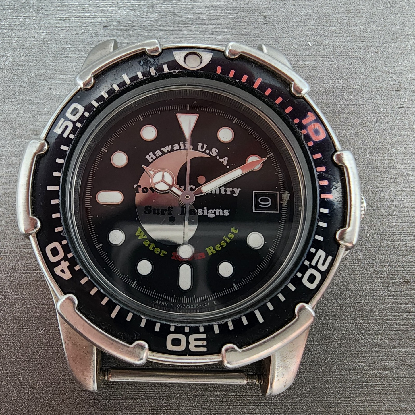 Orient Town & Country Surf Design Dive Watch Men 36mm Black Dial Silver NewBat111