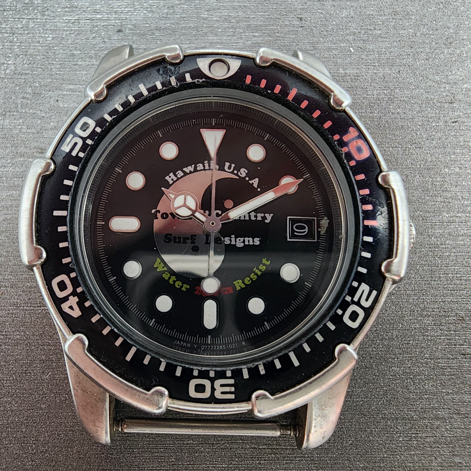 Orient Town & Country Surf Design Dive Watch Men 36mm Black Dial Silver NewBat111