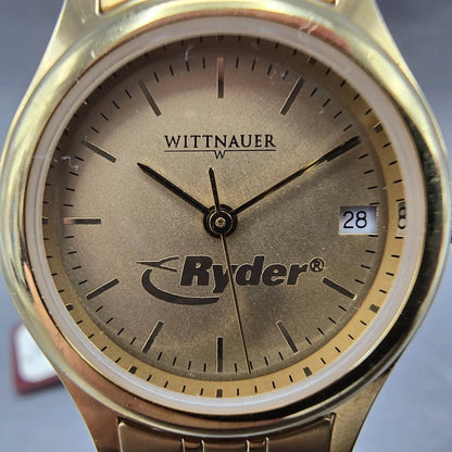 Wittnauer Watch Women 25mm Gold Dial Gold Tone Date Round 15M04 New Battery1