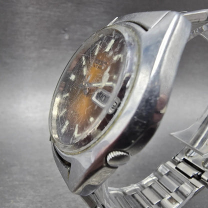 Seiko Automatic Watch Men 38mm Brown Dial Silver Tone Daydate 7009-8049 PARTS3