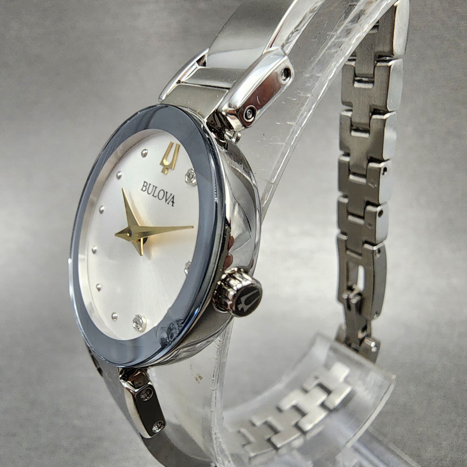 Bulova Marc Anthony Watch Women 26mm White Dial Silver Tone Diamond Accents B1233