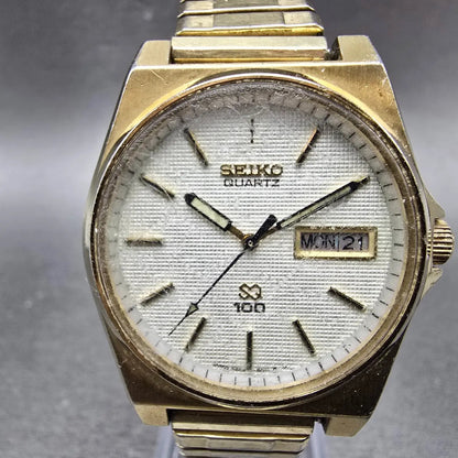 Seiko Watch Men 34mm Silver Dial Gold Tone Daydate Round 6923-8010 PARTS Vintage3