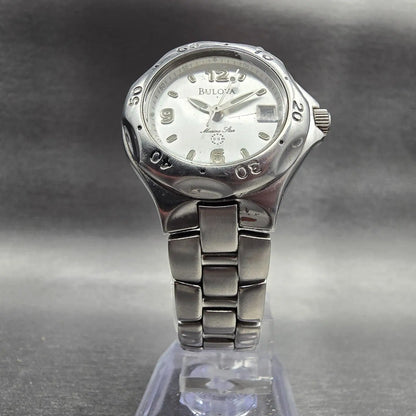 Bulova Marine Star Watch Women 28mm Silver Dial Silver Tone Date 96M25 New Batt5