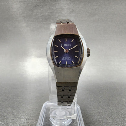 Citizen Special Watch Women 19mm Blue Dial Silver Tone Manual 4-673344 Runs
