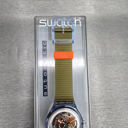 Swatch Automatic Blue Matic Watch Men 36mm Skeleton Dial Blue Case SAN100 NOS6