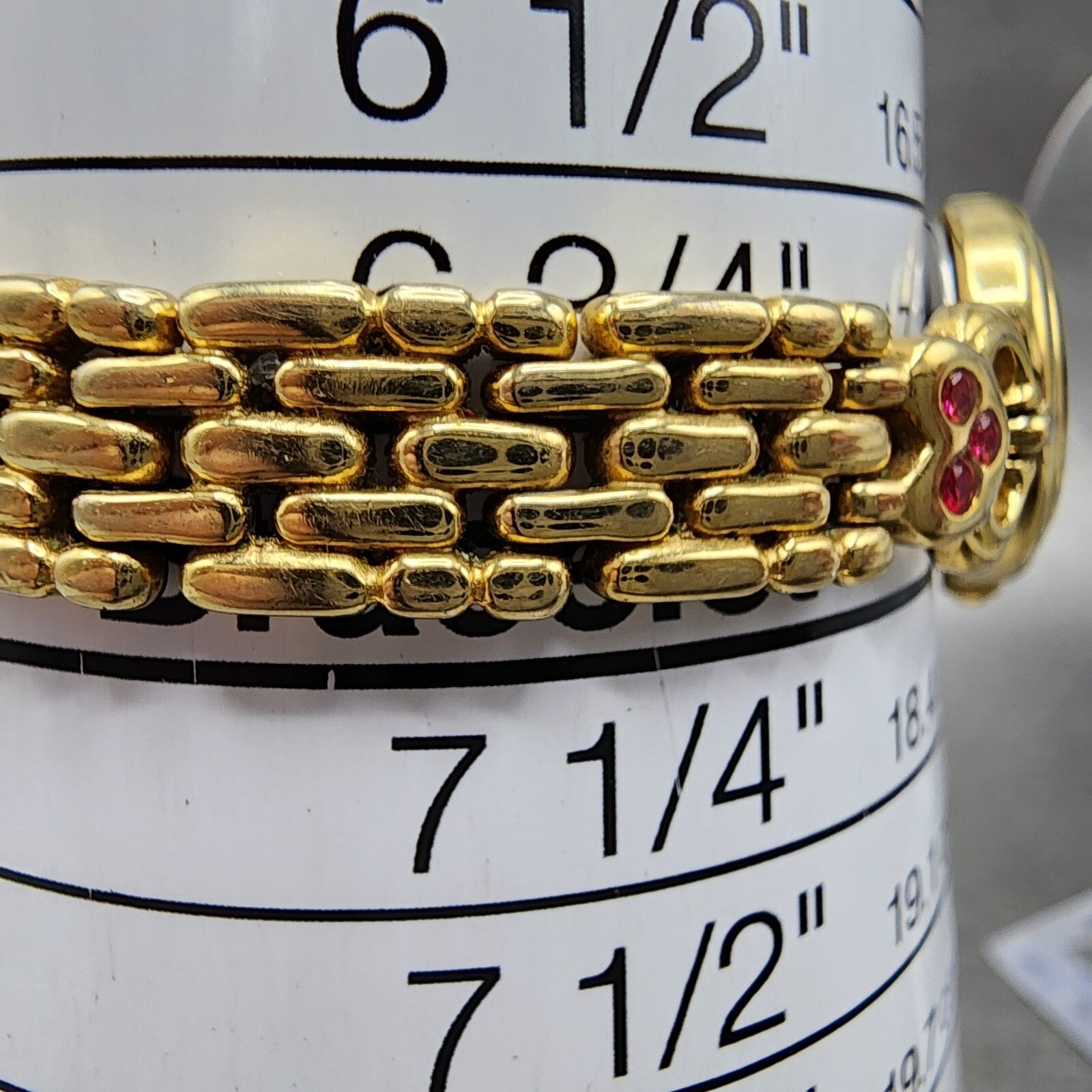 Vega Fill Watch Women 19mm Cream Dial Gold Tone Round Red Gems New Battery10