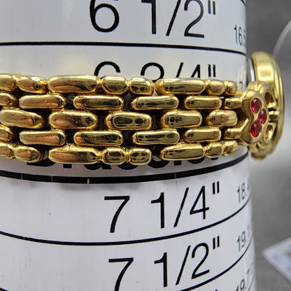 Vega Fill Watch Women 19mm Cream Dial Gold Tone Round Red Gems New Battery10
