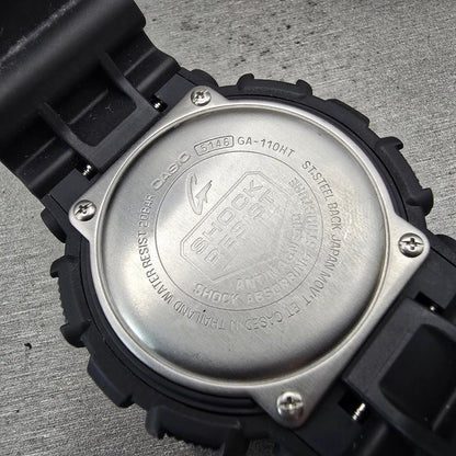 Casio G-Shock GA-110HT Watch Men 51mm Black Dial Black Chrono Alarm New Battery10