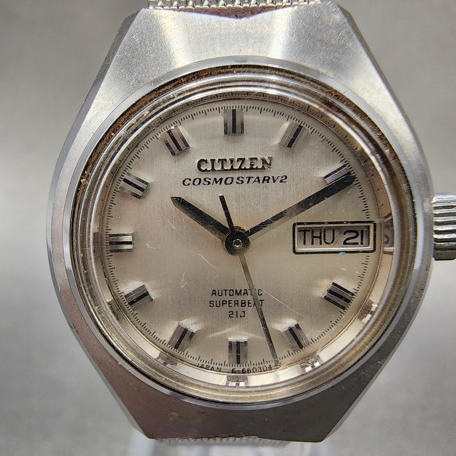 Citizen Cosmo Star V2 Watch Women 26mm Silver Dial Silver Tone Daydate Runs1