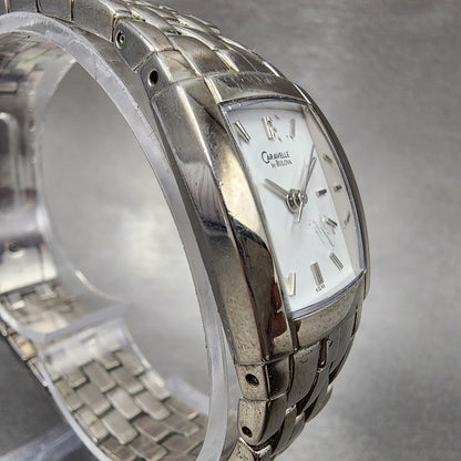 Caravelle Bulova Watch Women 20mm White Dial Silver Tone Rectangle 43L48 NewBatt