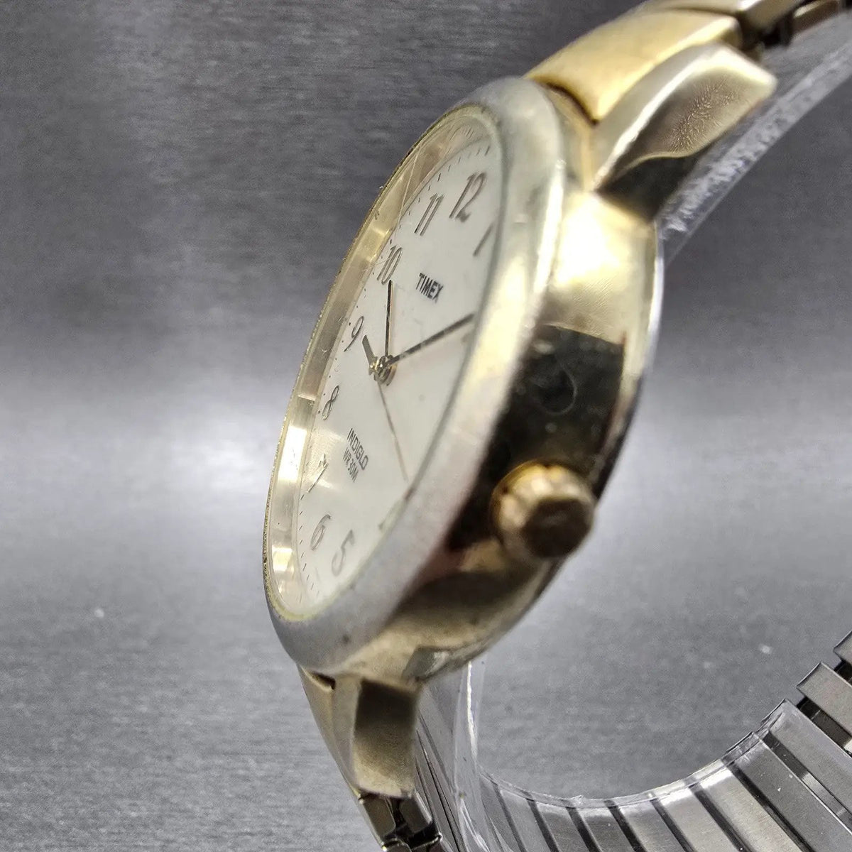 Timex Indiglo Watch Men 35mm Cream Dial Gold Tone Round Bracelet New Battery2