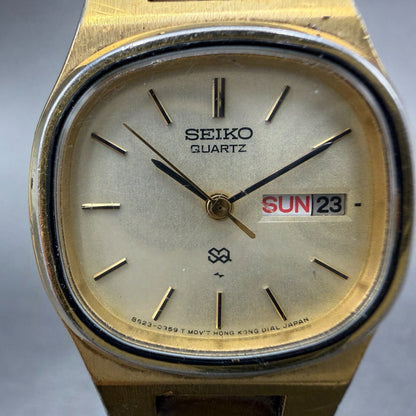Seiko SQ watch Women 24mm Champagne Dial Gold Tone Daydate 8523-5119 New Battery1