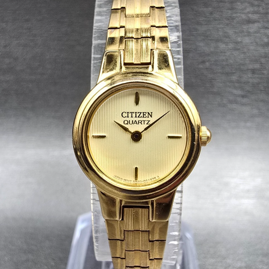 Citizen Watch Women 19mm Champagne Dial Gold Tone Round 5920-S98594 New Battery0