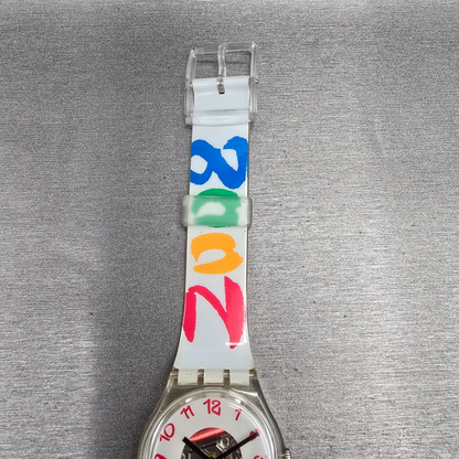 Swatch Paralympic Watch Men 35mm White Dial Clear Case Round GE213 New Battery4