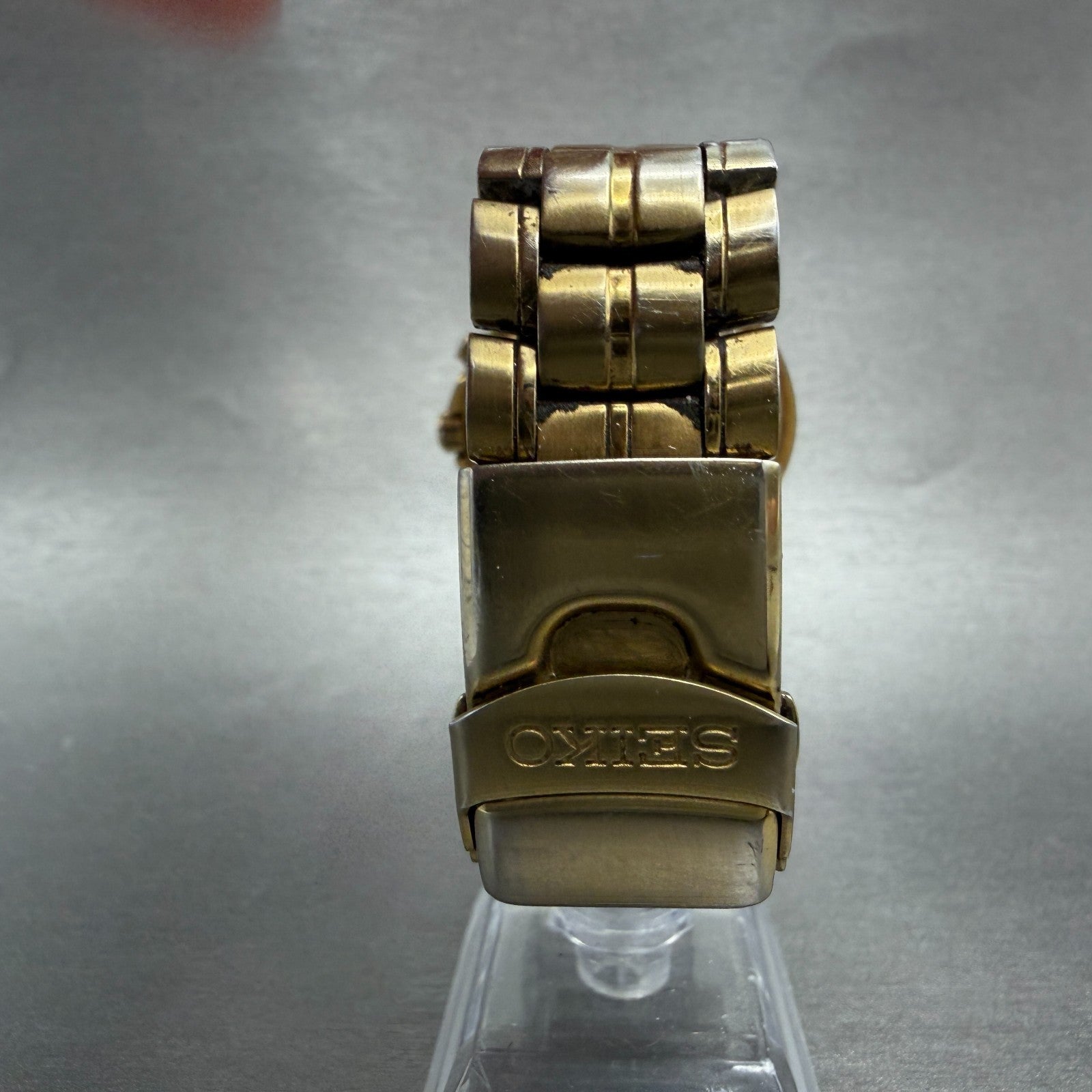 Seiko Kinetic Dive Watch Men 39mm Champagne Dial Gold Tone Date 5M42-0M09 PARTS8