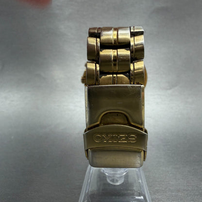 Seiko Kinetic Dive Watch Men 39mm Champagne Dial Gold Tone Date 5M42-0M09 PARTS8