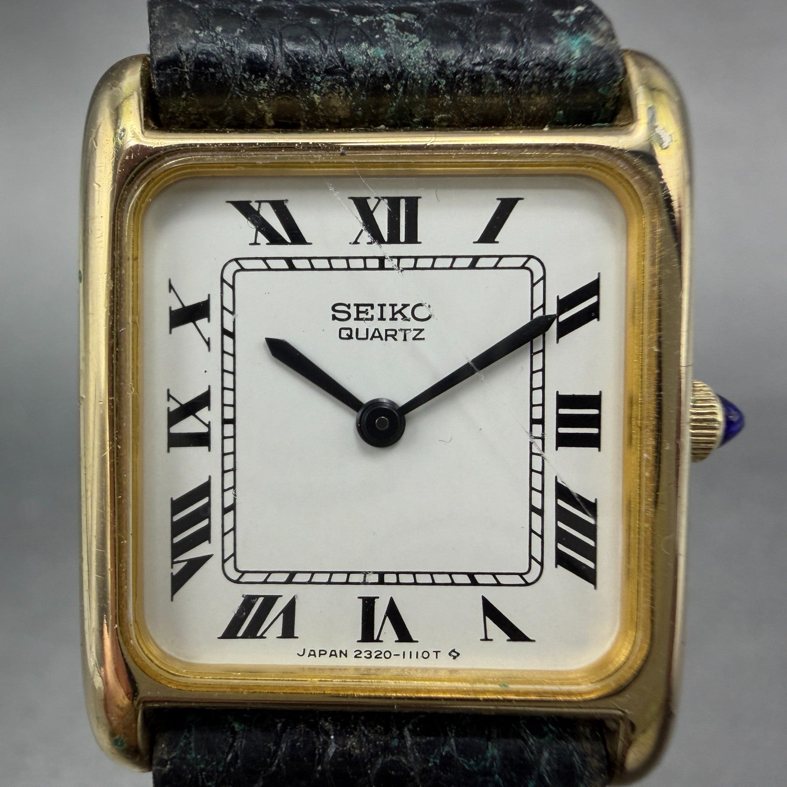 Seiko Tank Watch Women 22mm White Dial Gold Tone Rectangle 2320-5649 New Batt AB1