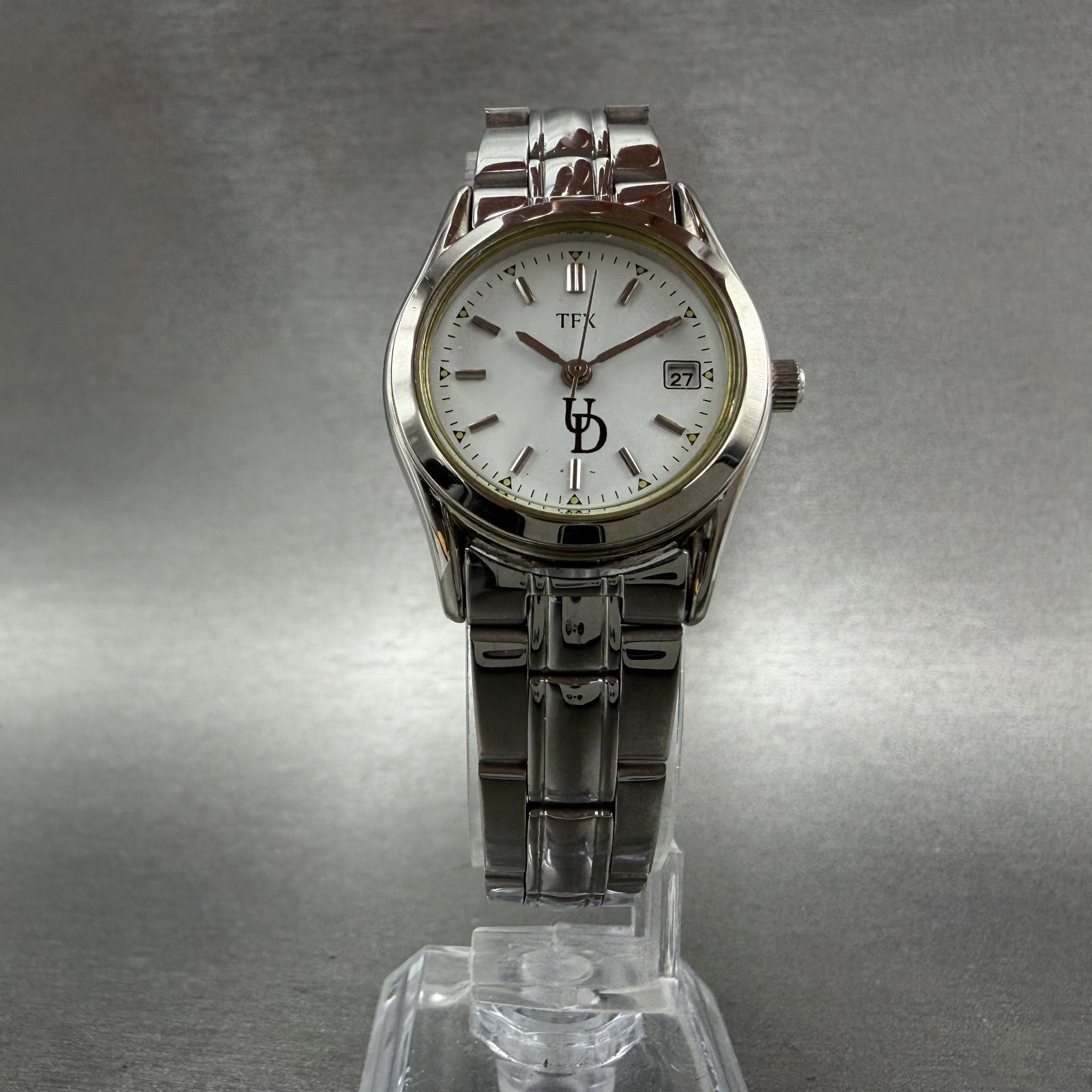 Bulova TFX Watch Women 26mm White Dial Silver Tone Date Round 36M00 New battery5