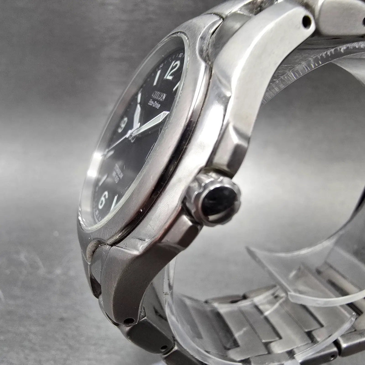 Citizen Eco-Drive Watch Men 41mm Black Dial Titanium Date E111-K006368 Runs JP432