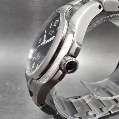 Citizen Eco-Drive Watch Men 41mm Black Dial Titanium Date E111-K006368 Runs JP432