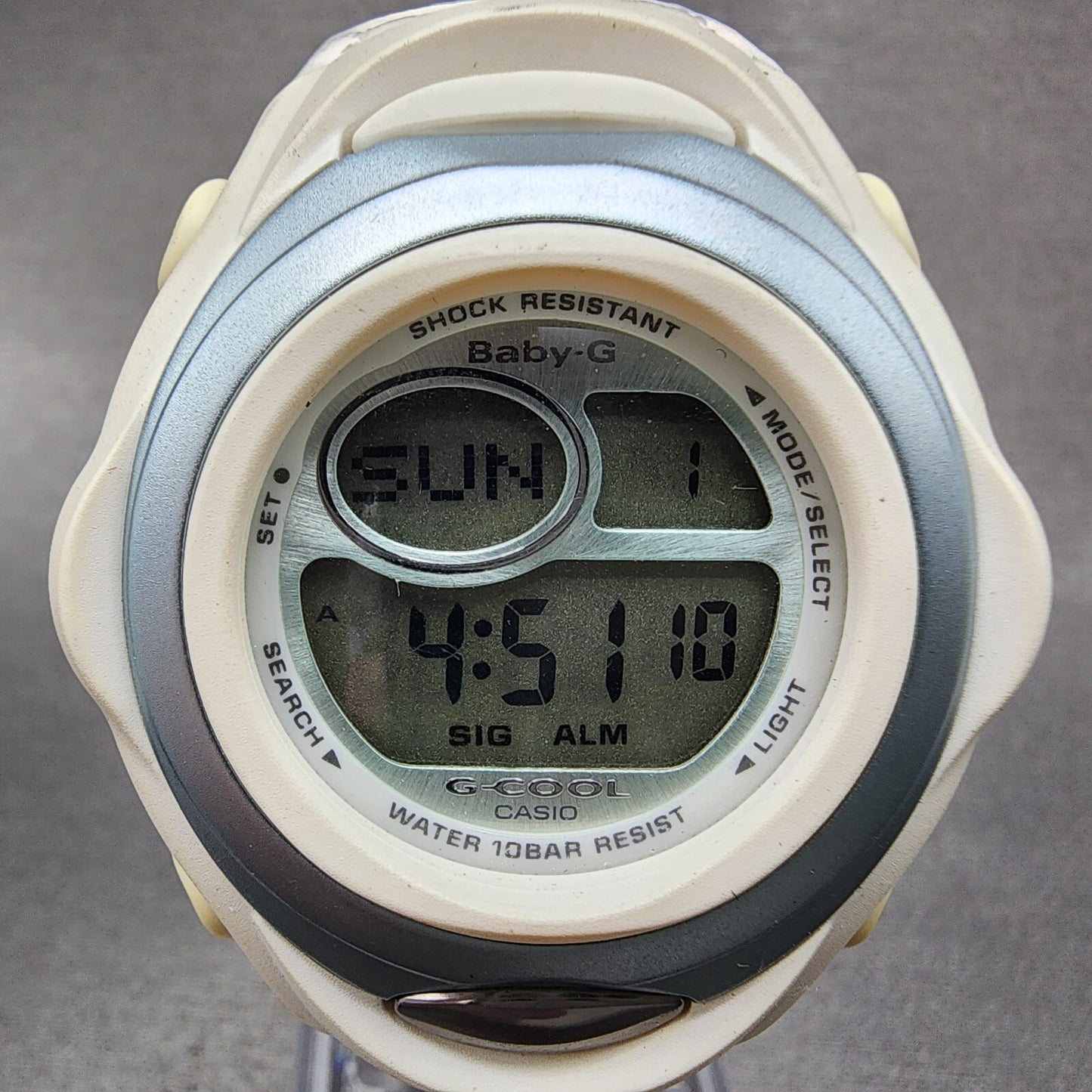 Casio BabyG BGC100 Watch Women 38mm Digital White Tone Round New Battery2