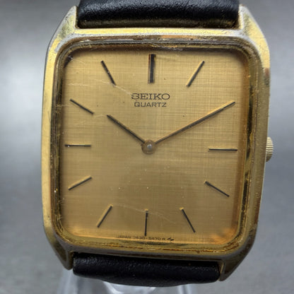 Seiko Tank Watch Men 27mm Champagne Dial Gold Tone Octagon 7430-5309 New Batt1