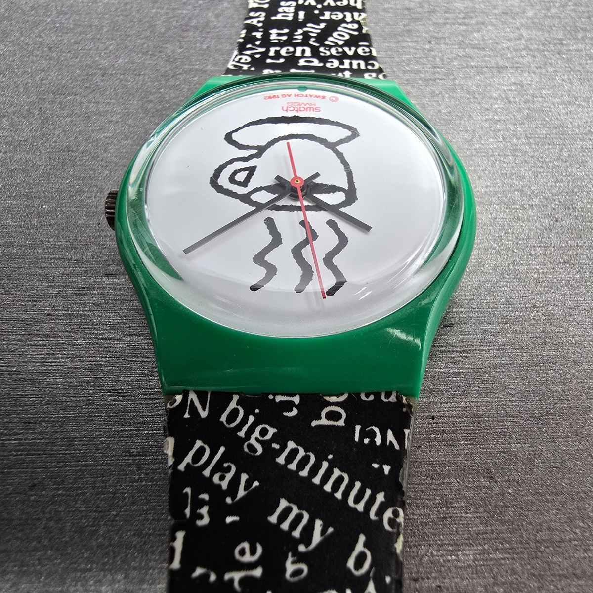Swatch Cappuccino Watch Men 34mm White Dial Green Case Round GG121 New Battery7