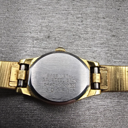 Seiko Watch Women 16mm Gold Dial Gold Tone Round 5420-0029 New Battery Vintage10
