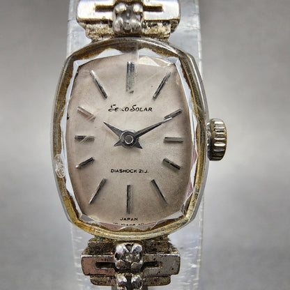 Seiko Solar Watch Women 15mm Silver Dial Silver Tone Manual 107870 Runs1