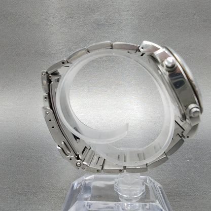 Seiko Chronograph Watch Men 38mm Gray Dial Silver Tone Date 7t32-9000 New Batt