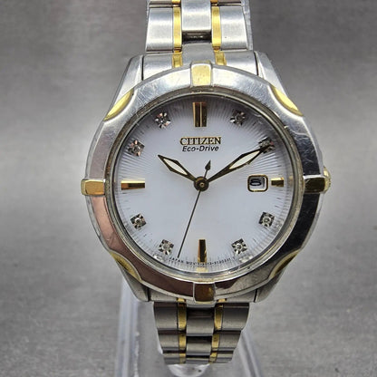 Citizen Eco-Drive Watch Women 29mm White Dial Two Tone Date Runs0