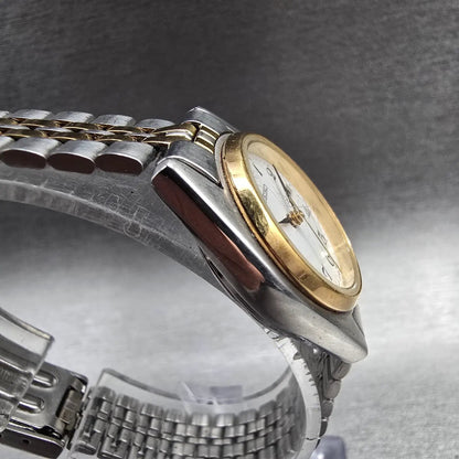 Seiko Watch Women 24mm White Dial Two Tone Daydate Round 7N83-0011 New Battery X3