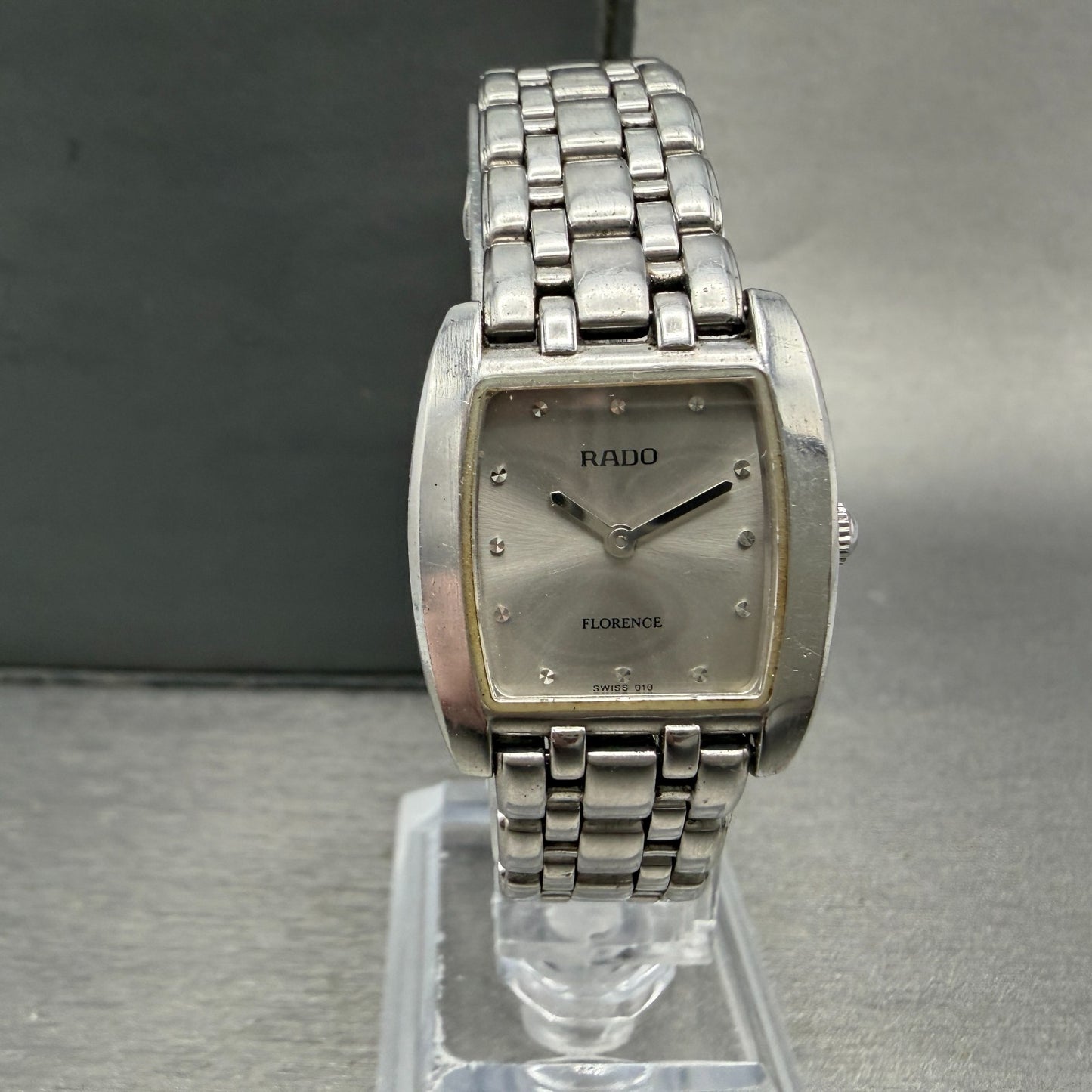 Rado Florence Watch 22mm Women Silver Dial Steel Rectangle 153.3727.4 New Batt0