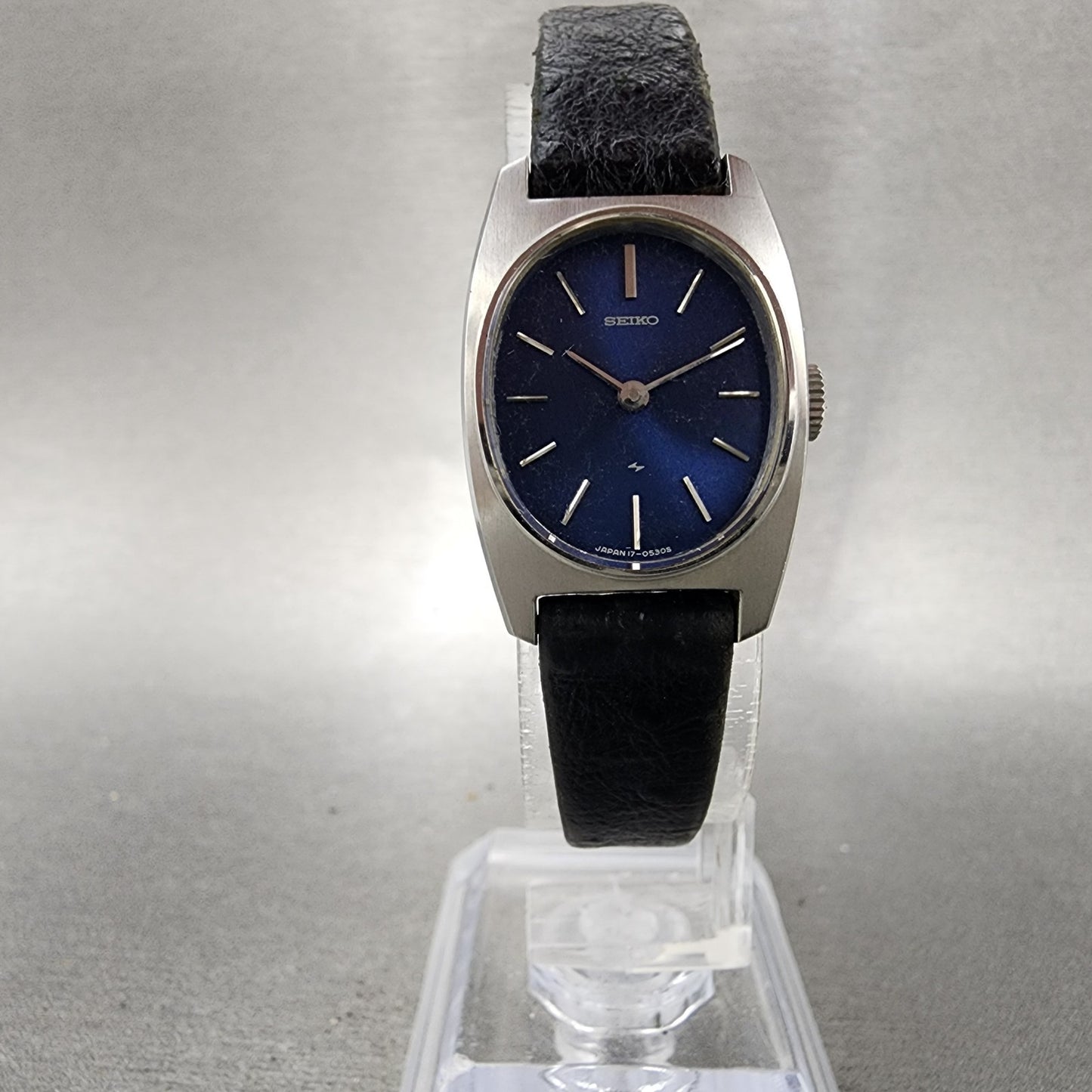 Seiko Tank Watch Women 19mm Blue Dial Silver Tone Rectangle Manual 177070 Runs5