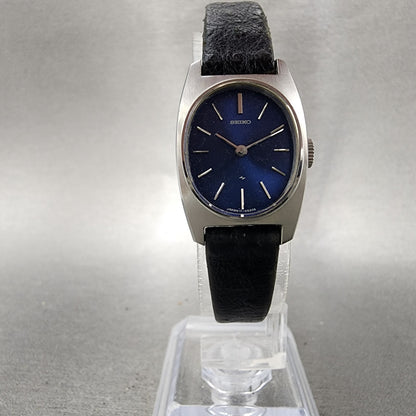 Seiko Tank Watch Women 19mm Blue Dial Silver Tone Rectangle Manual 177070 Runs5