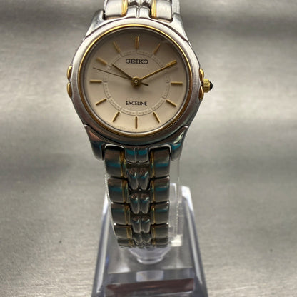 Seiko Exceline Watch Women 24mm Champagne Dial Two Tone Round 2J31-001A New Batt5